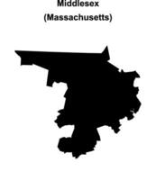 Middlesex County, Massachusetts blank outline map vector