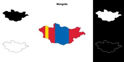Mongolia blank outline map set vector