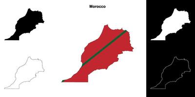 Morocco blank outline map set vector