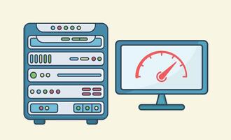 High performance modern data server with performance meter and monitor vector