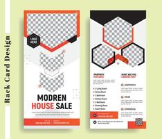Modern House Sale Rack card Design Template, DL flyer design, Trendy Stylish Unique Corporate Business DL Flyer Rack Card Template Design Set for Multipurpose Uses. Advertisements paper. vector
