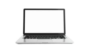 A laptop displaying a blank screen on the Transparent Background, Format png