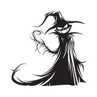 Silhouette Of Flying Evil Spirit Isolated On White Stock Illustration vector