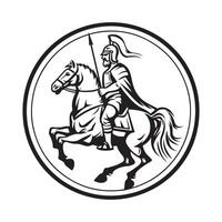 Ancient warrior on horseback logo design Image vector