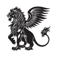 Lion with wings emblem on white background Design Image vector