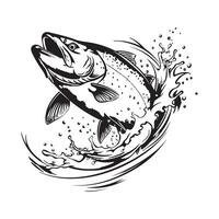 Jumping salmon fish illustration isolated on a white background vector