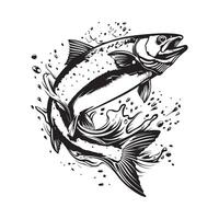 Jumping salmon fish illustration isolated on a white background vector