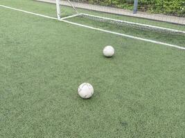 soccer field with ball at the field photo
