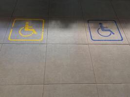 Handicapped Symbol for disabled parking area or wheelchair in hospital. Health concept. soft focus,Select focus photo