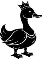 Duck with crown silhouette illustration Design on a white background vector