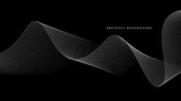 Abstract glowing wave lines on black background. Dynamic wave pattern. Modern flowing wavy lines. Futuristic technology concept. Suit for banner, poster, cover, brochure, flyer, website vector