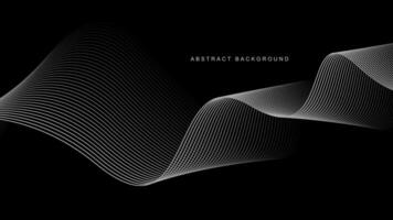 Abstract glowing wave lines on black background. Dynamic wave pattern. Modern flowing wavy lines. Futuristic technology concept. Suit for banner, poster, cover, brochure, flyer, website vector