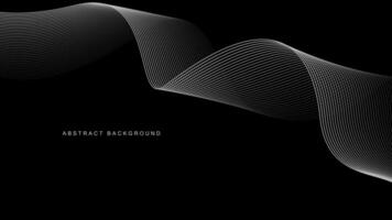 Abstract glowing wave lines on black background. Dynamic wave pattern. Modern flowing wavy lines. Futuristic technology concept. Suit for banner, poster, cover, brochure, flyer, website vector