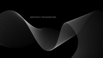Abstract glowing wave lines on black background. Dynamic wave pattern. Modern flowing wavy lines. Futuristic technology concept. Suit for banner, poster, cover, brochure, flyer, website vector