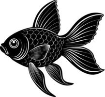 goldfish silhouette illustration Design on a white background vector