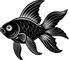 goldfish silhouette illustration Design on a white background vector