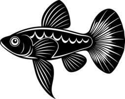 guppy fish silhouette illustration Design on a white background vector
