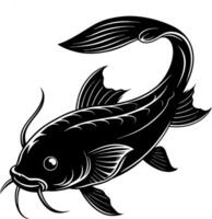 catfish fish silhouette illustration Design on a white background vector