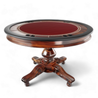 Generated Ai poker table with a red cloth on top, on Transparent Background. png