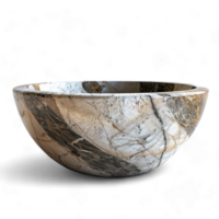 Generated Ai Marble bowl with black and white design on transparent background png