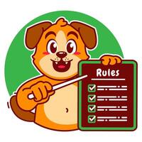 A Cartoon Dog Carrying a Rule Board vector