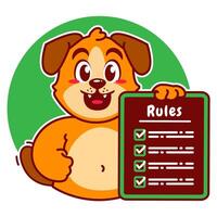 A Cartoon Dog Carrying a Rule Board vector