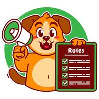 A Cartoon Dog Carrying a Rule Board vector