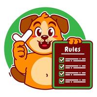 A Cartoon Dog Carrying a Rule Board vector