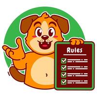 A Cartoon Dog Carrying a Rule Board vector