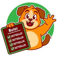 A Cartoon Dog Carrying a Rule Board vector
