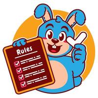 Illustration of Cute Rabbit Cartoon Character Holding Checklist of Rules vector