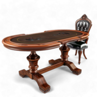 Generated Ai poker table covered with a red cloth, on Transparent Background png