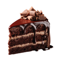 sweet and tasty chocolate cake isolated on a transparent background, cut out png