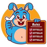 Illustration of Cute Rabbit Cartoon Character Holding Checklist of Rules vector