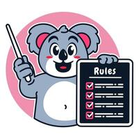 Illustration of Cute Raccoon Cartoon Character Holding a Checklist or list of rules vector