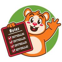 Illustration of Cute Hamster Cartoon Character Holding a Checklist or list of rules vector