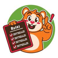 Illustration of Cute Hamster Cartoon Character Holding a Checklist or list of rules vector