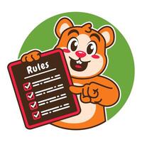 Illustration of Cute Hamster Cartoon Character Holding a Checklist or list of rules vector