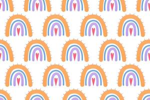 Scandinavian wrapping paper rainbow seamless pattern background vector