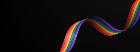 lgbt multicolor line wave banner in dark background vector