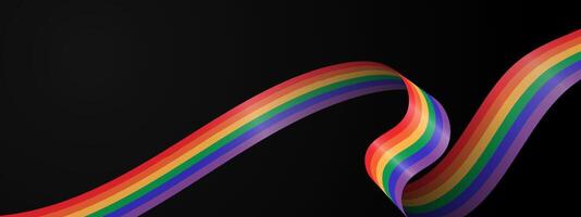 lgbt multicolor line wave banner in dark background vector