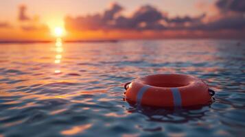 Life Preserver Floating on Water photo