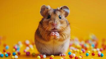 Brown Hamster Sitting on Wooden Floor photo