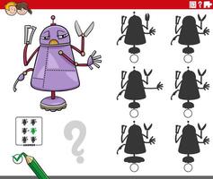 shadow game with cartoon robot or droid character vector