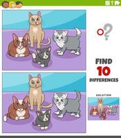 differences activity with cute cartoon cats group vector