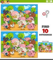 differences activity with cartoon farm animals group vector