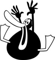 cartoon happy black duck animal character coloring page vector