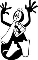 cartoon frightened black duck character coloring page vector