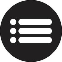 List icon on circle . Options sign . Content view options icon . Menu icon vector