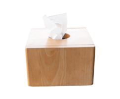 Brown wooden tissue paper box isolated with clipping path in file format png